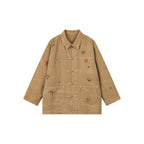 Floral embroidered and beaded workwear jacket