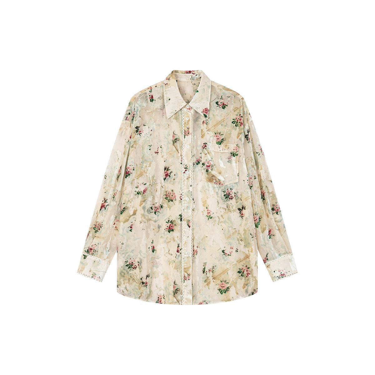 Floral crushed velvet shirt