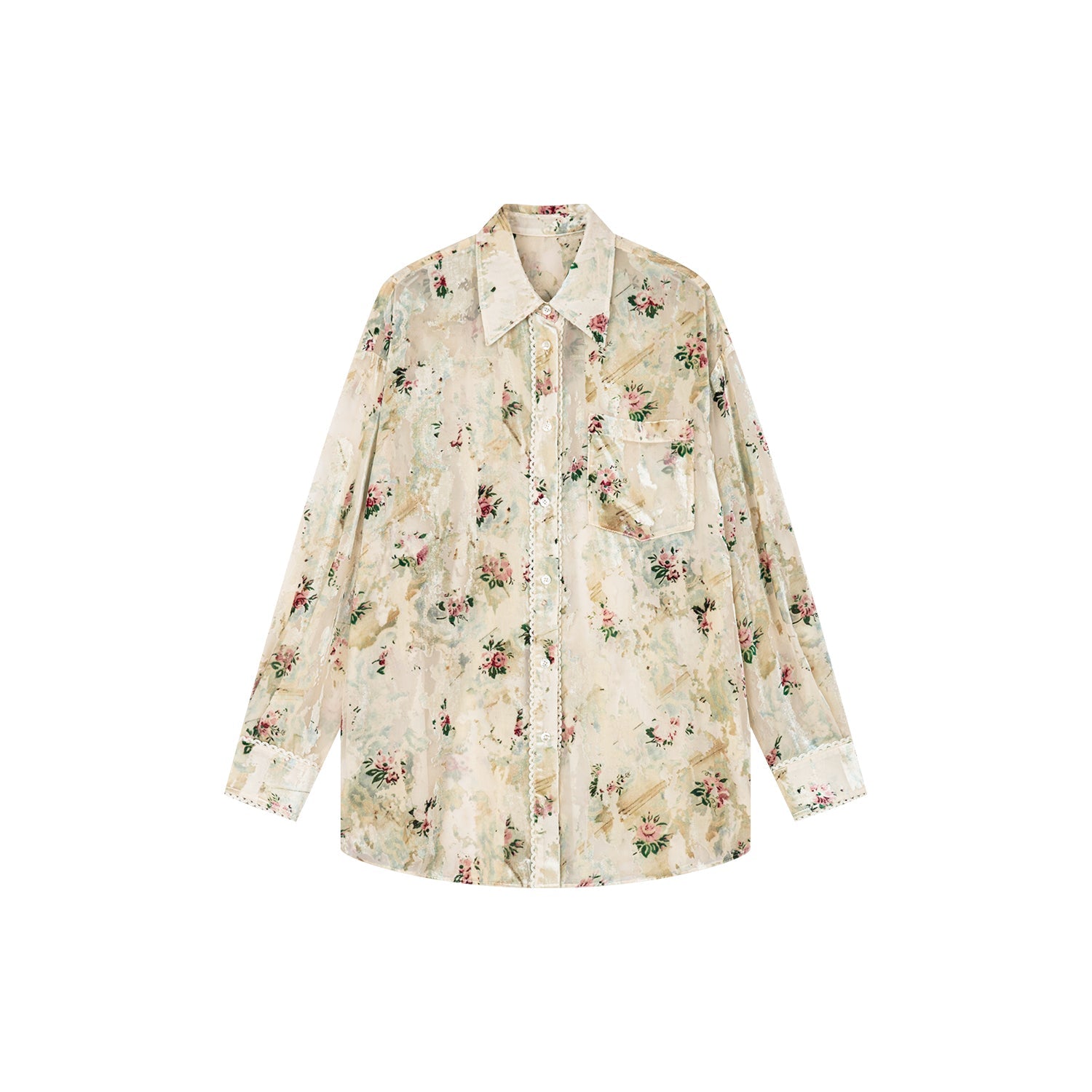 Floral crushed velvet shirt