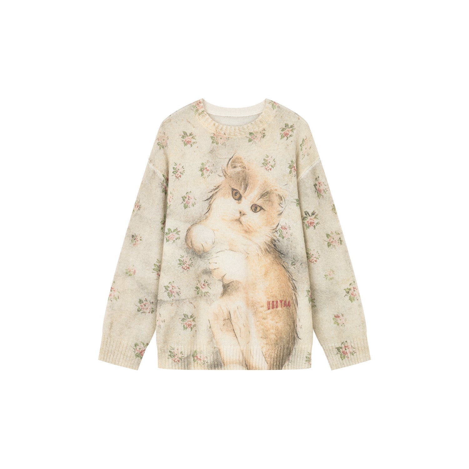 Lying-down cat pullover sweater