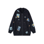 Floral patch hooded jacket