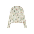 Floral crushed velvet mock-neck top