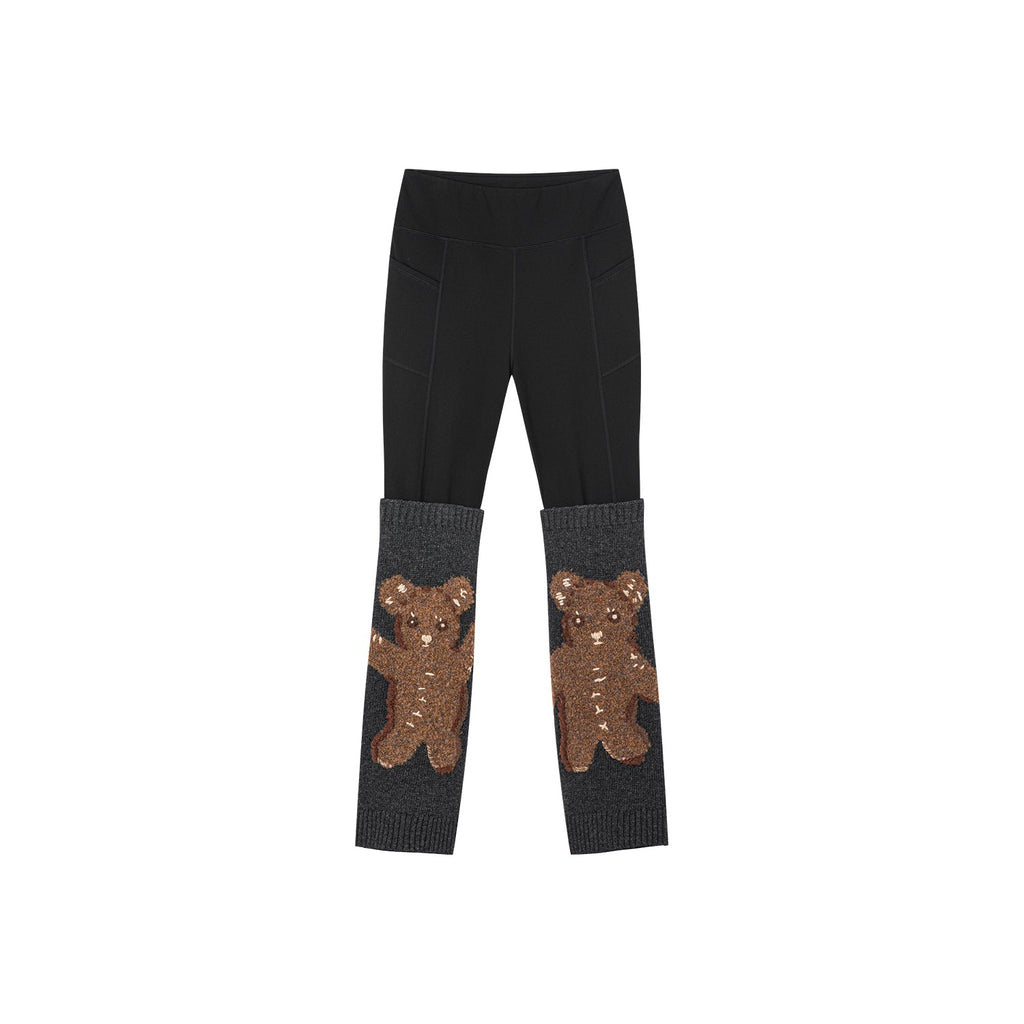 Teddy bear sock-leg yoga pants