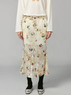 Floral crushed velvet skirt
