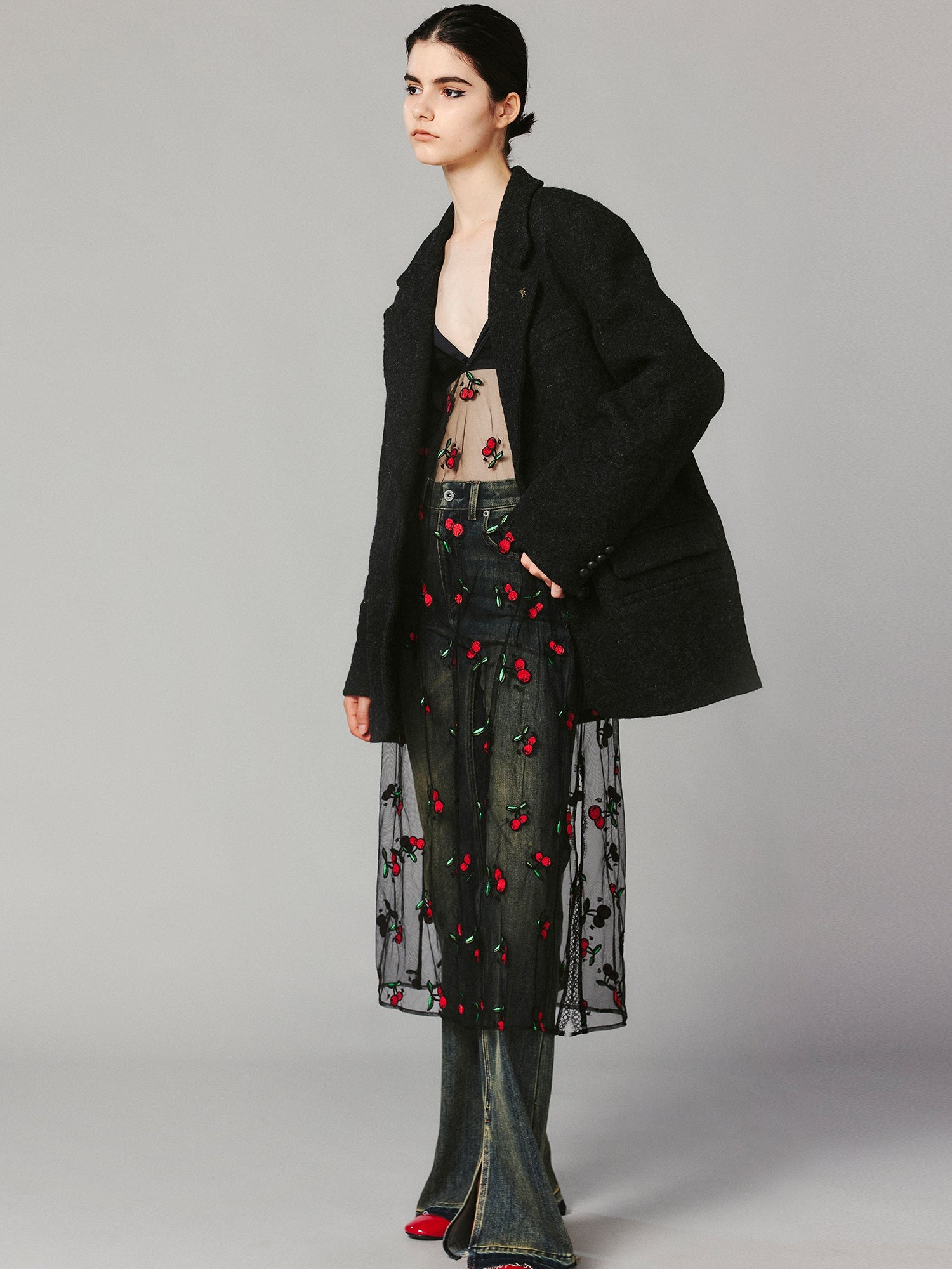 Vintage crinkled wool blazer