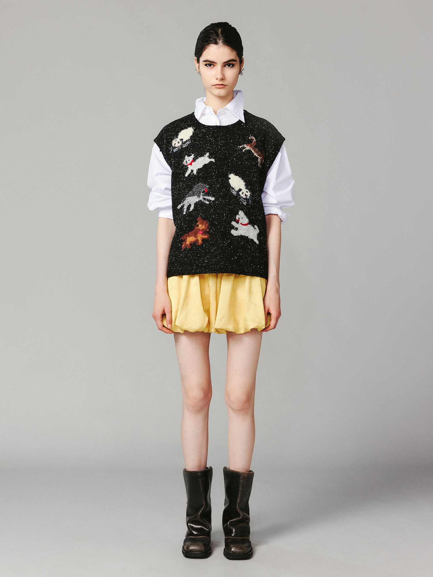 Satin jacquard bud skort