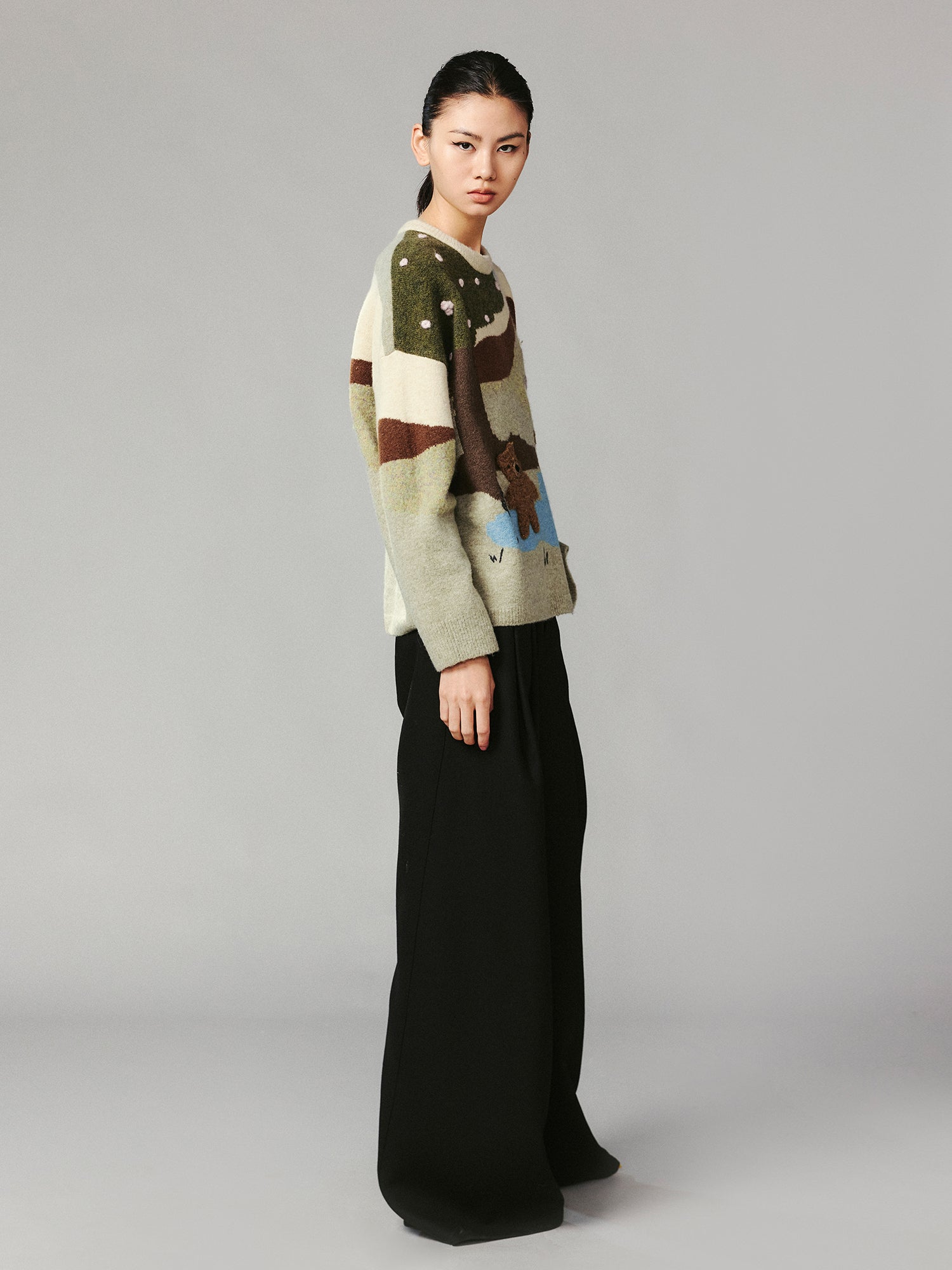 Fairytale landscape teddy bear pullover sweater