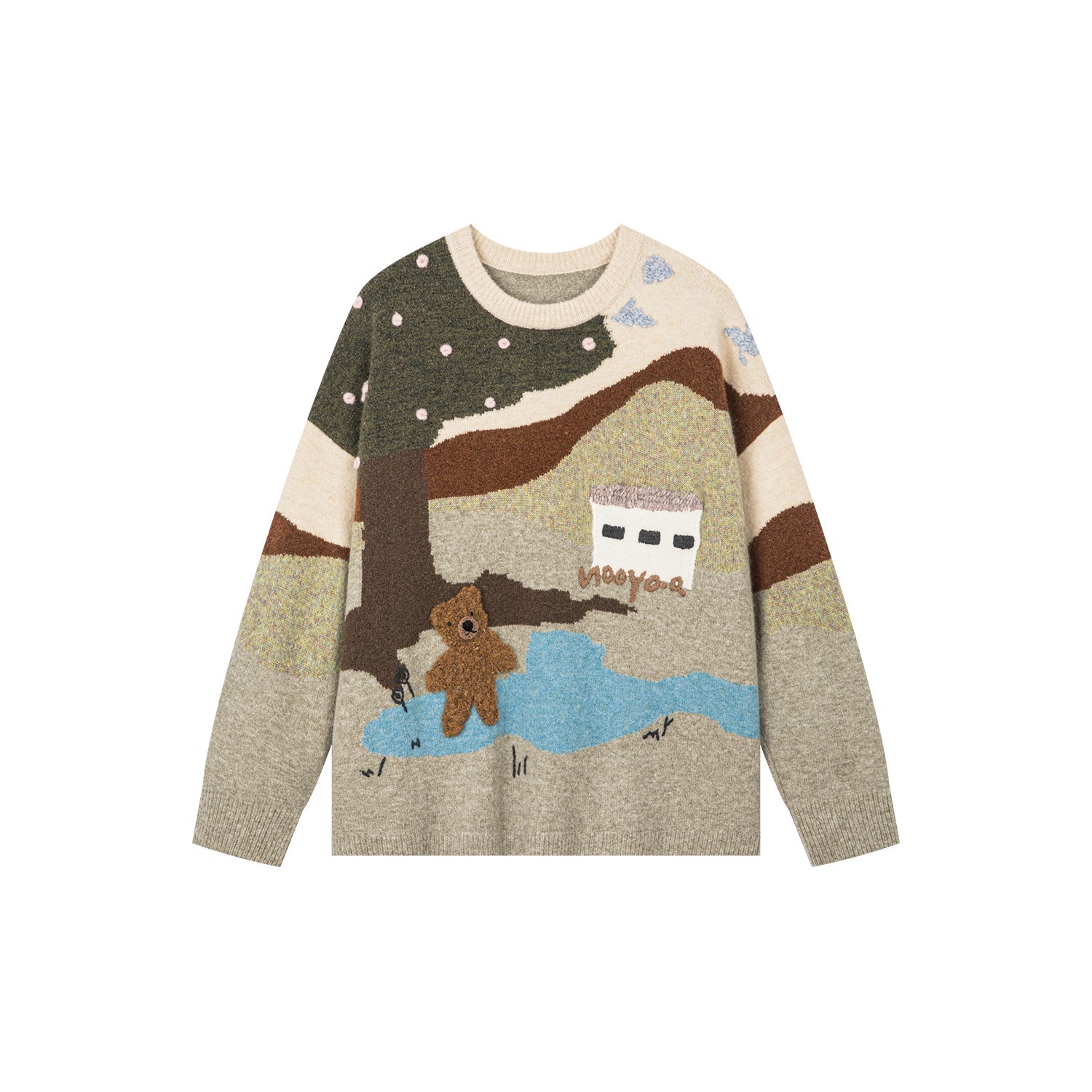 Fairytale landscape teddy bear pullover sweater