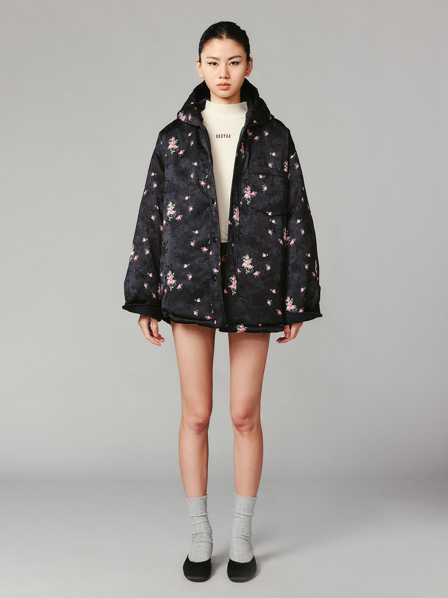 The European wallpaper-inspired floral convertible puffer