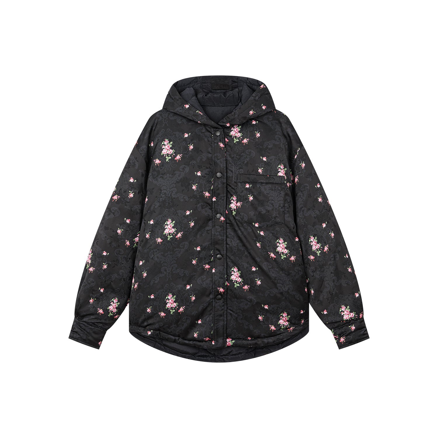 The European wallpaper-inspired floral convertible puffer