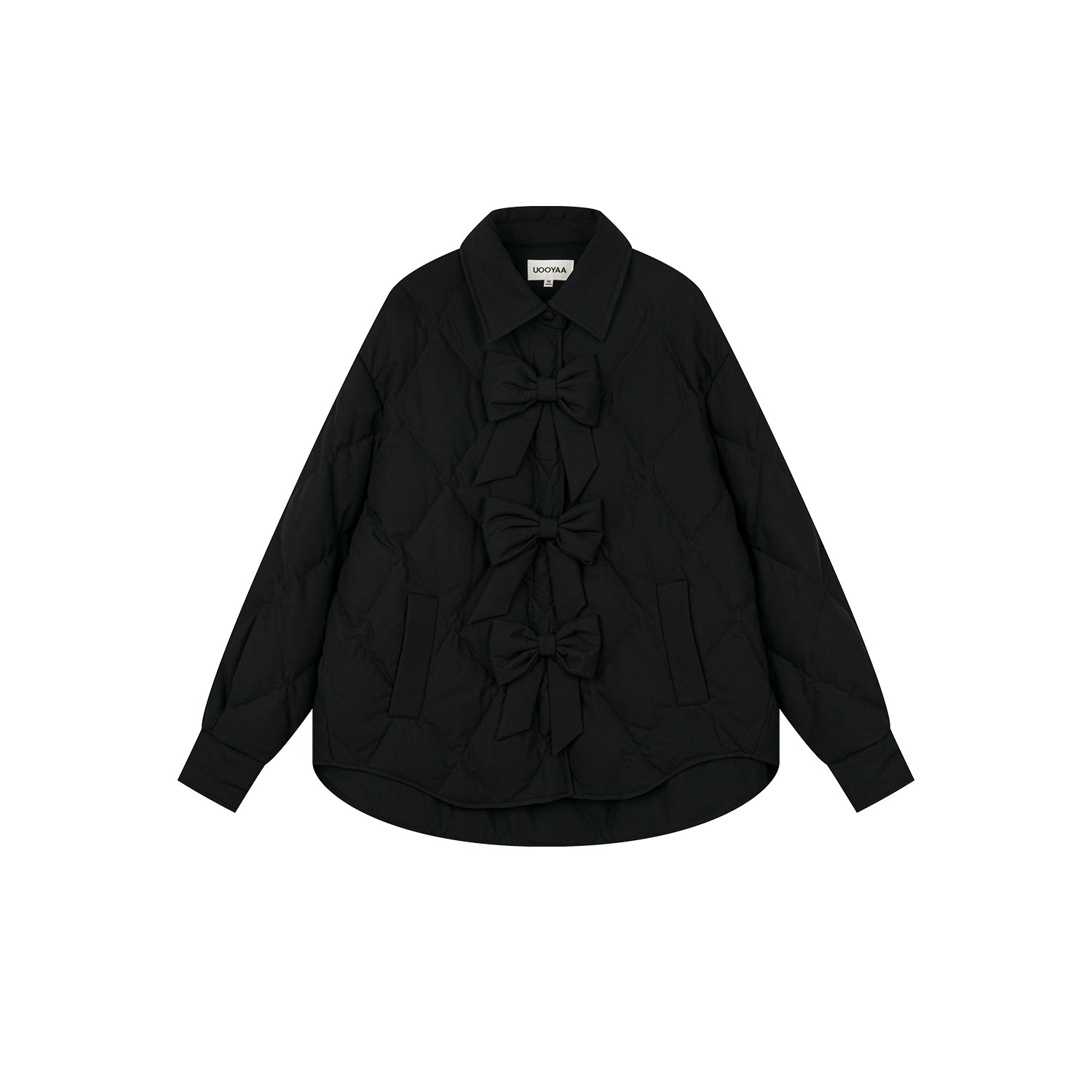 3D bow tie shirt-style puffer