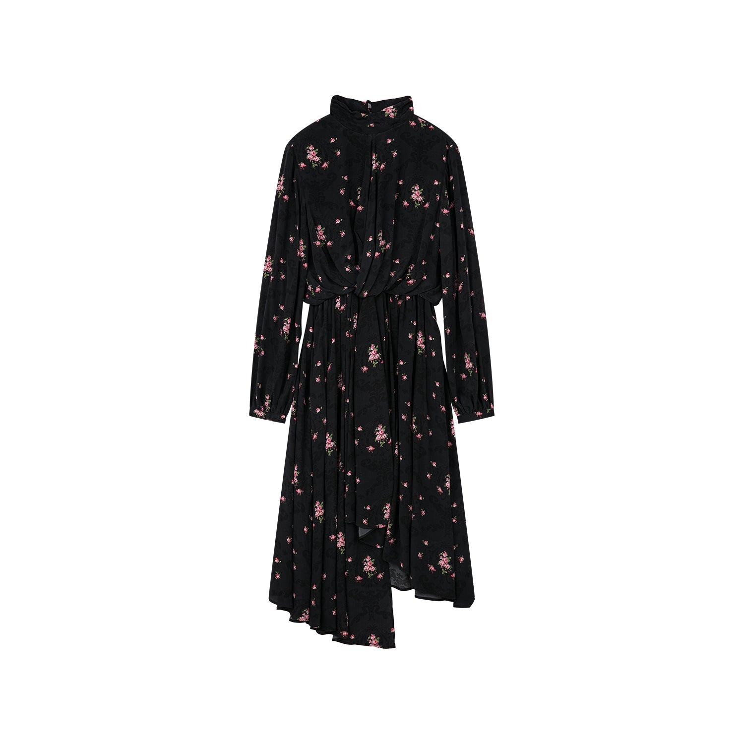 The European wallpaper-inspired floral high-neck dress