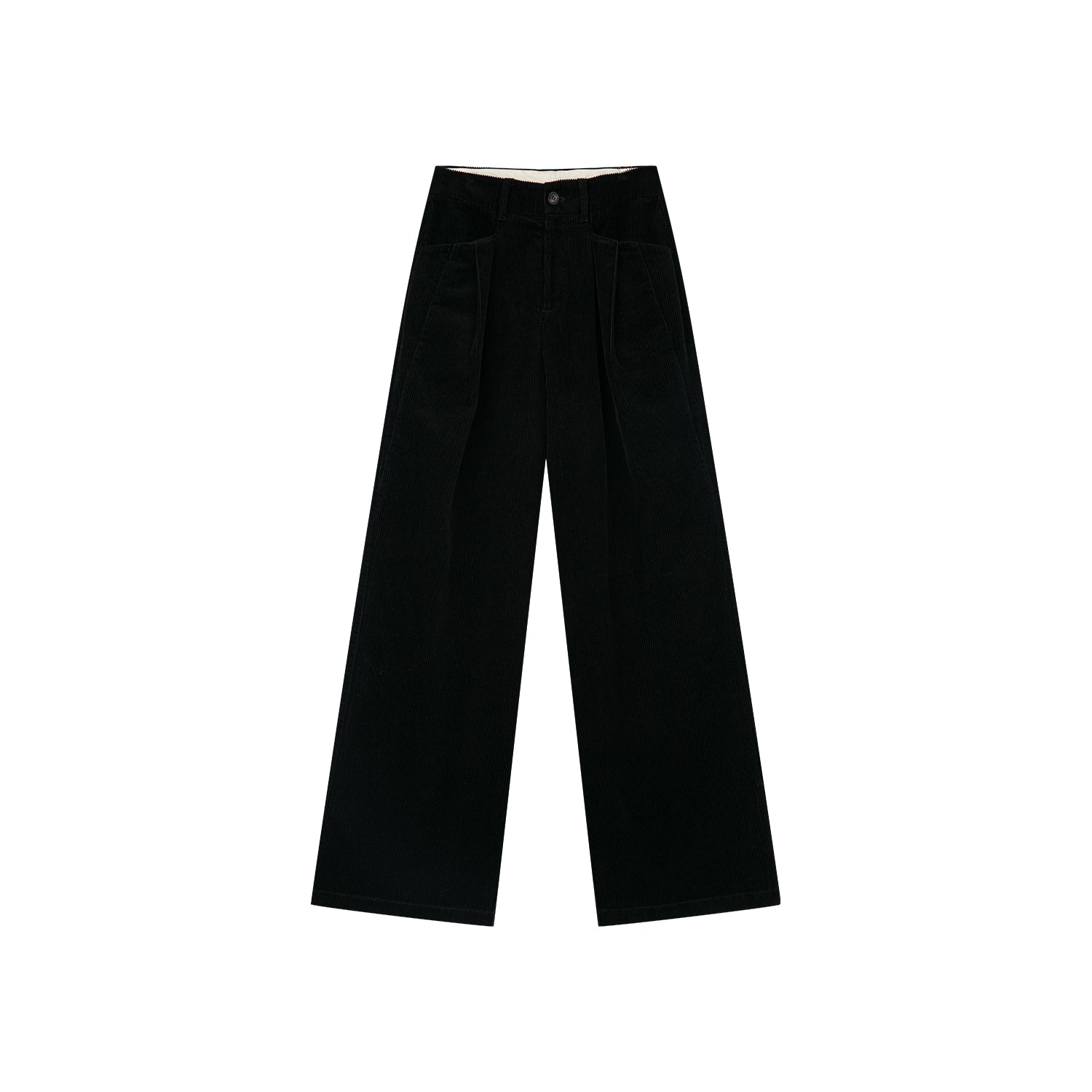 Corduroy double-pleated wide-leg pants