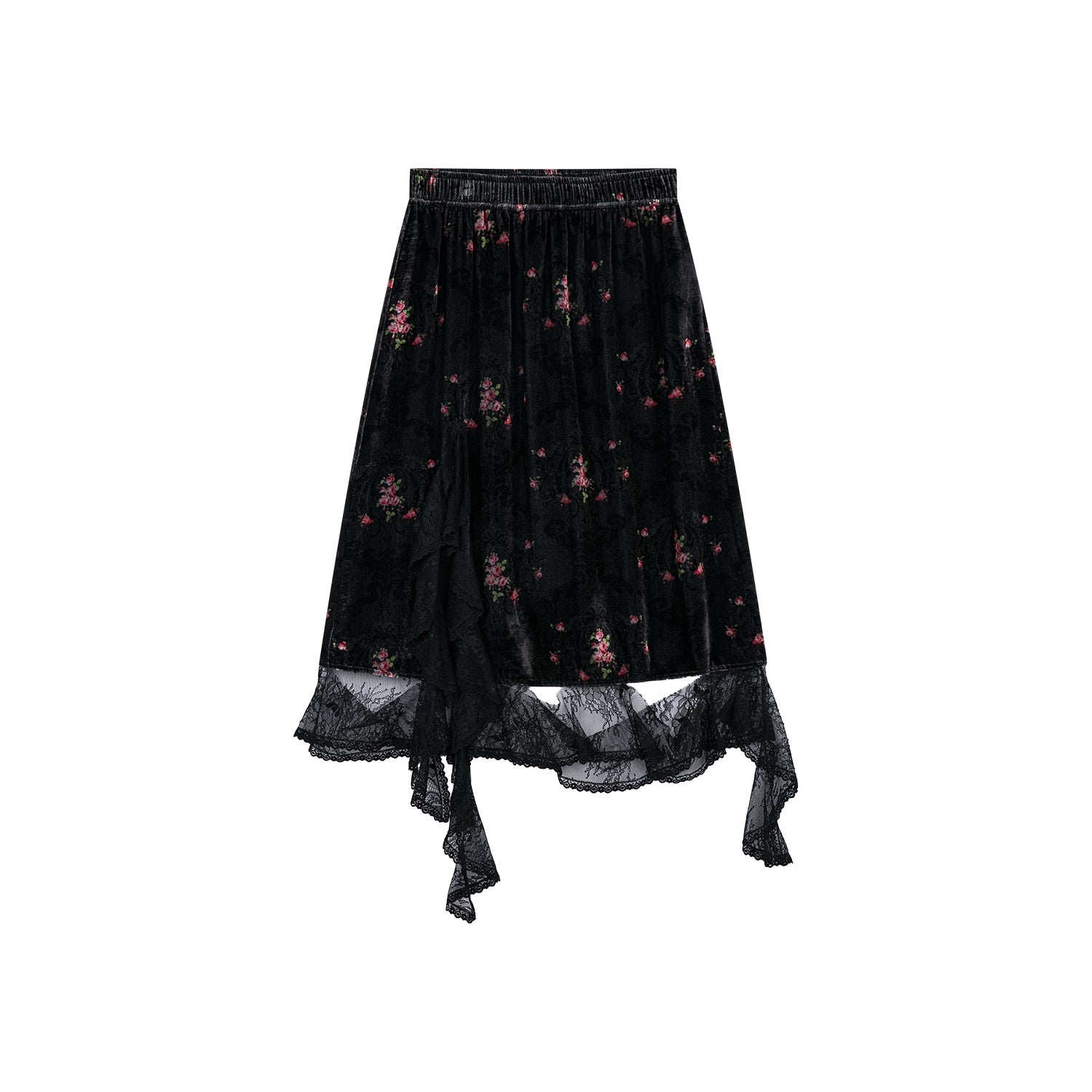 The European wallpaper-inspired floral lace skirt
