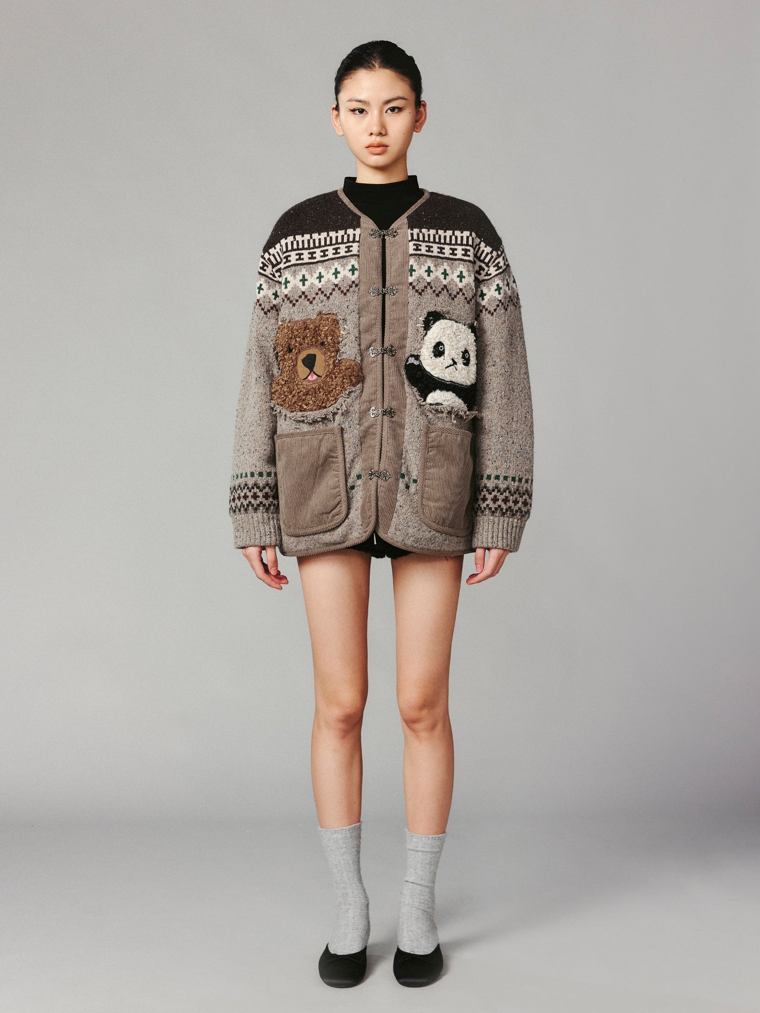 "We are bears" fair isle cotton cardigan