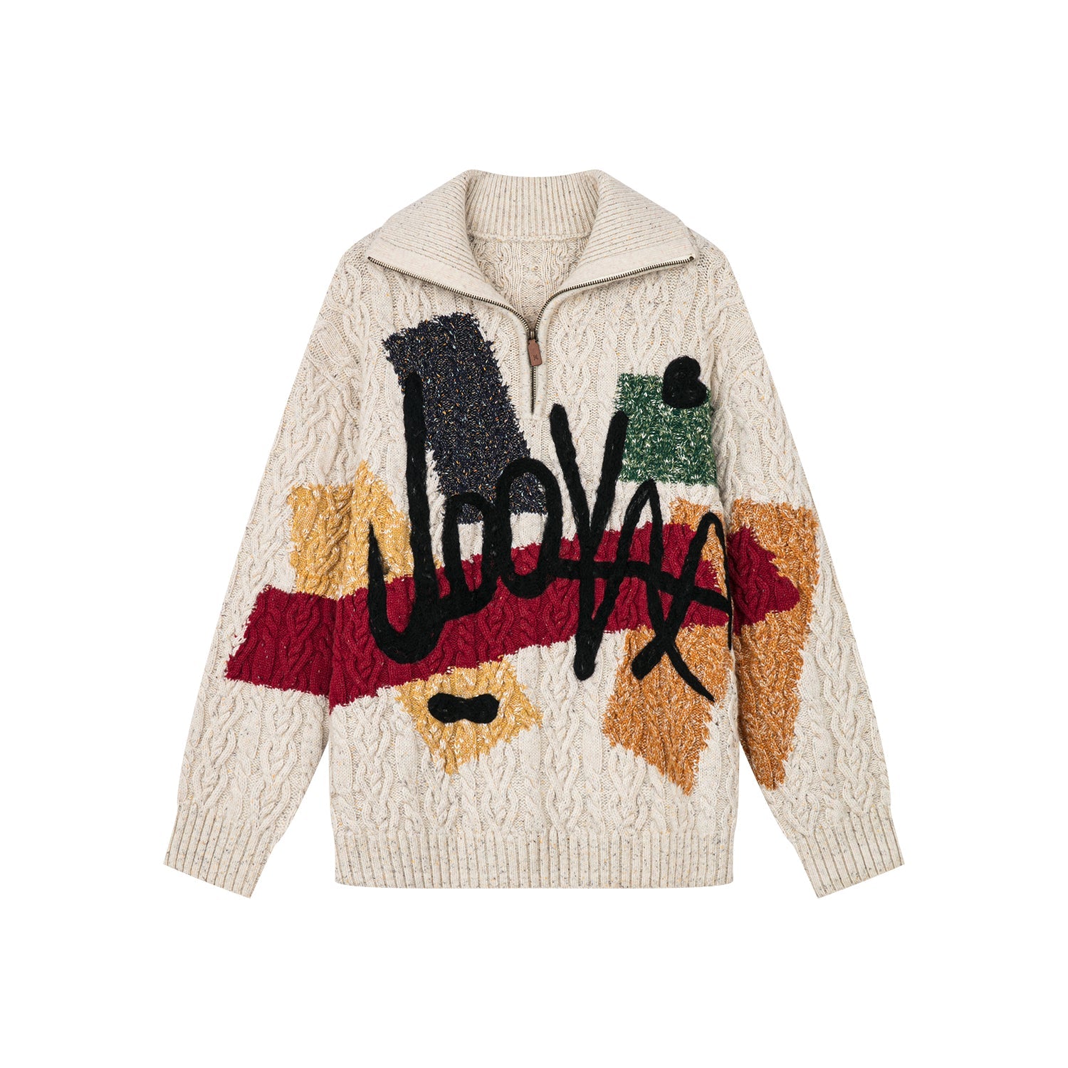 Graffiti cable-knit pullover