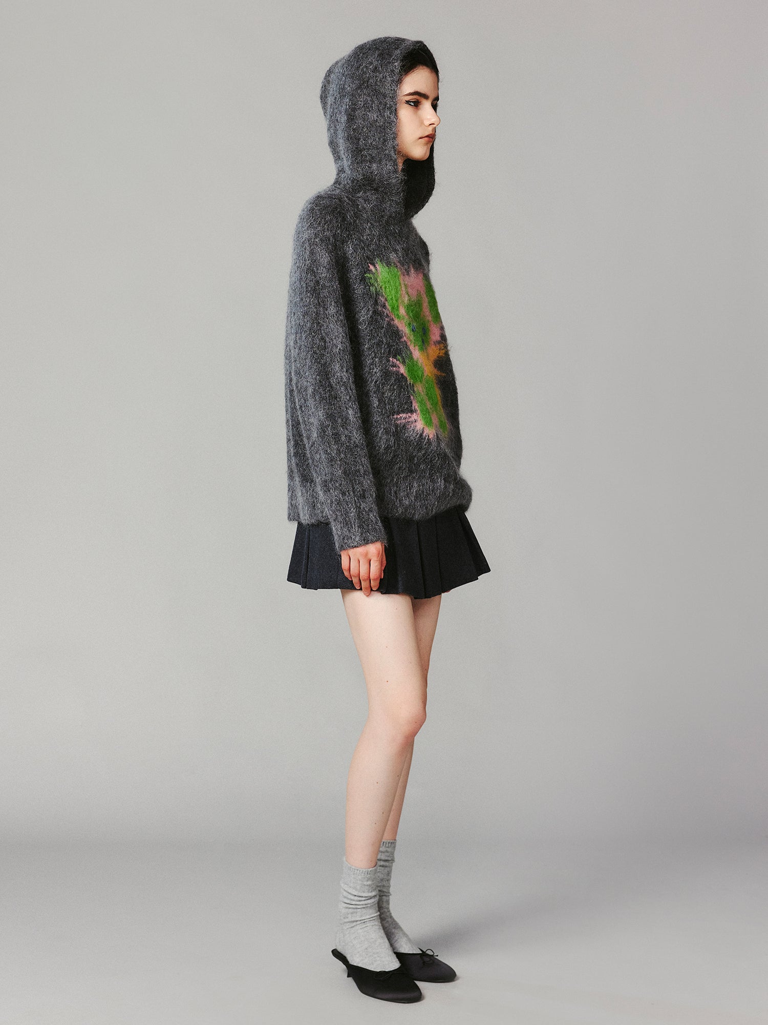 Fluffy bear jacquard sweater