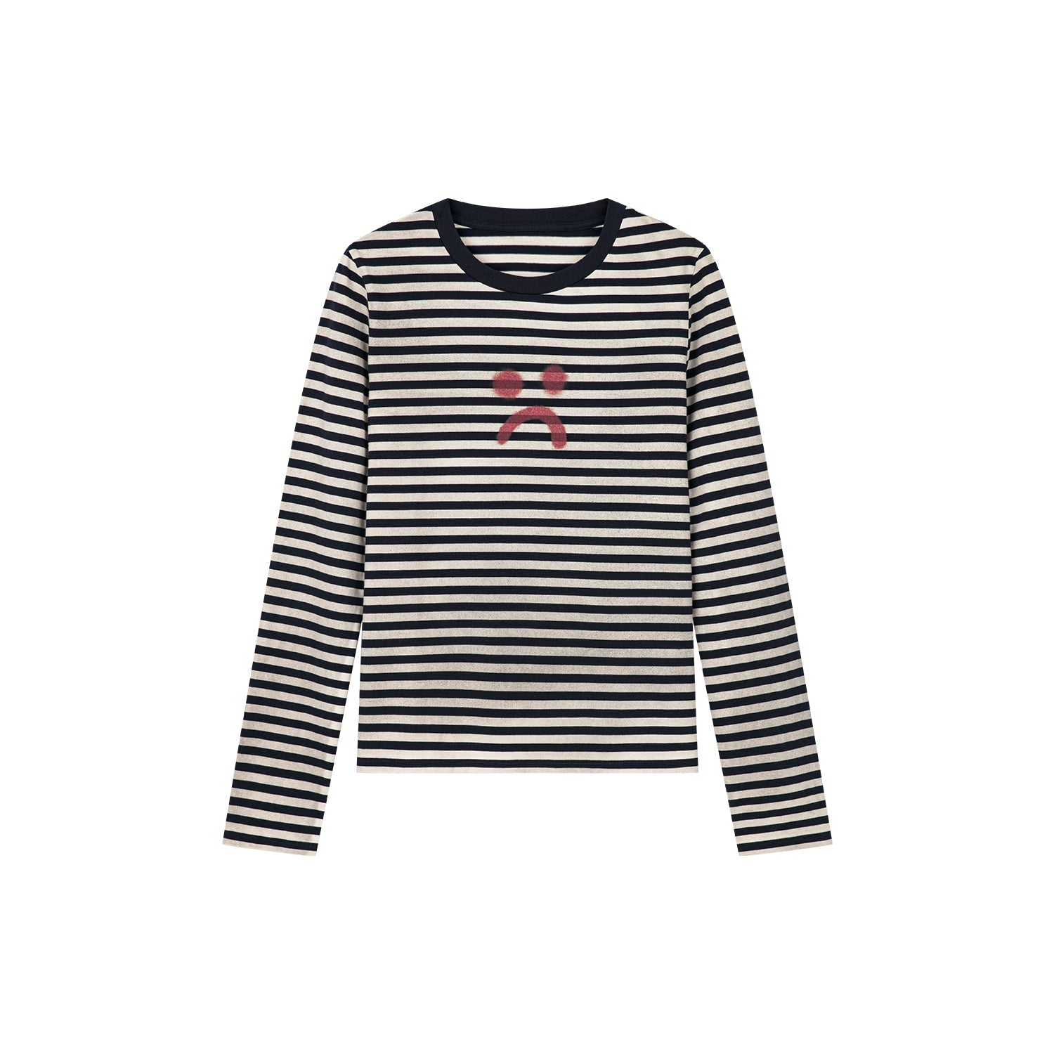 Striped sad face t-shirt