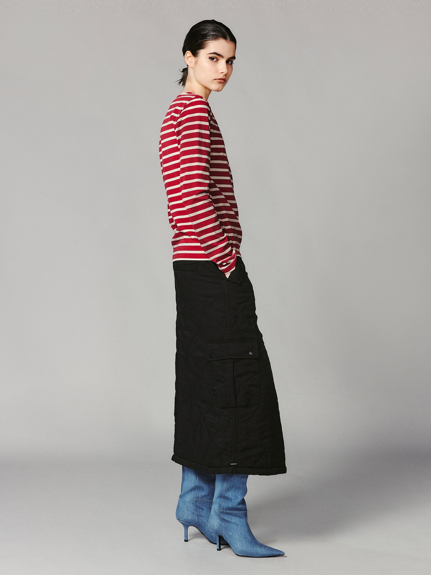 Striped sad face t-shirt