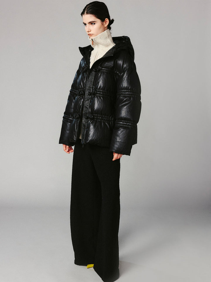 3D laced toggle PU puffer jacket – UOOYAA