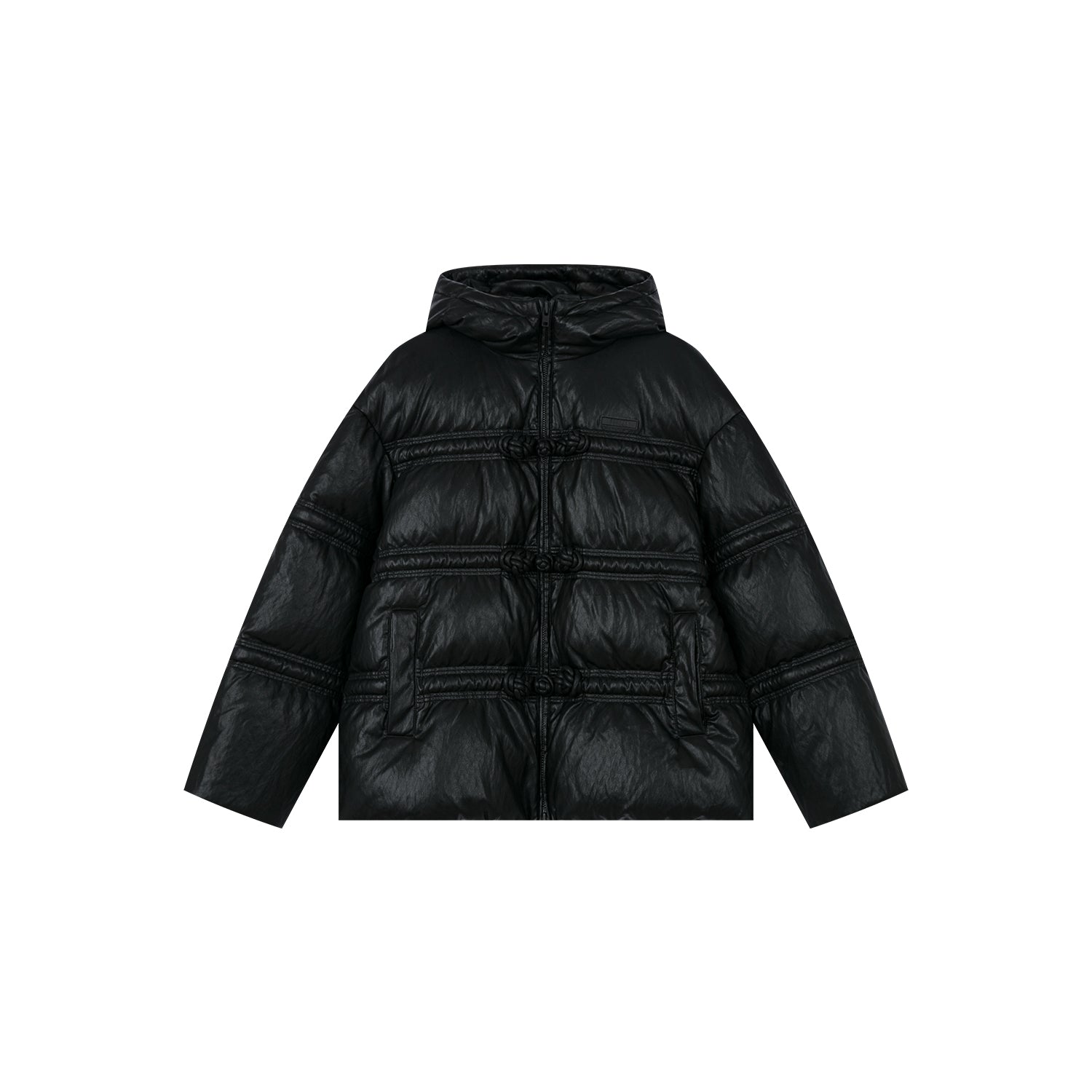 3D laced toggle PU puffer jacket