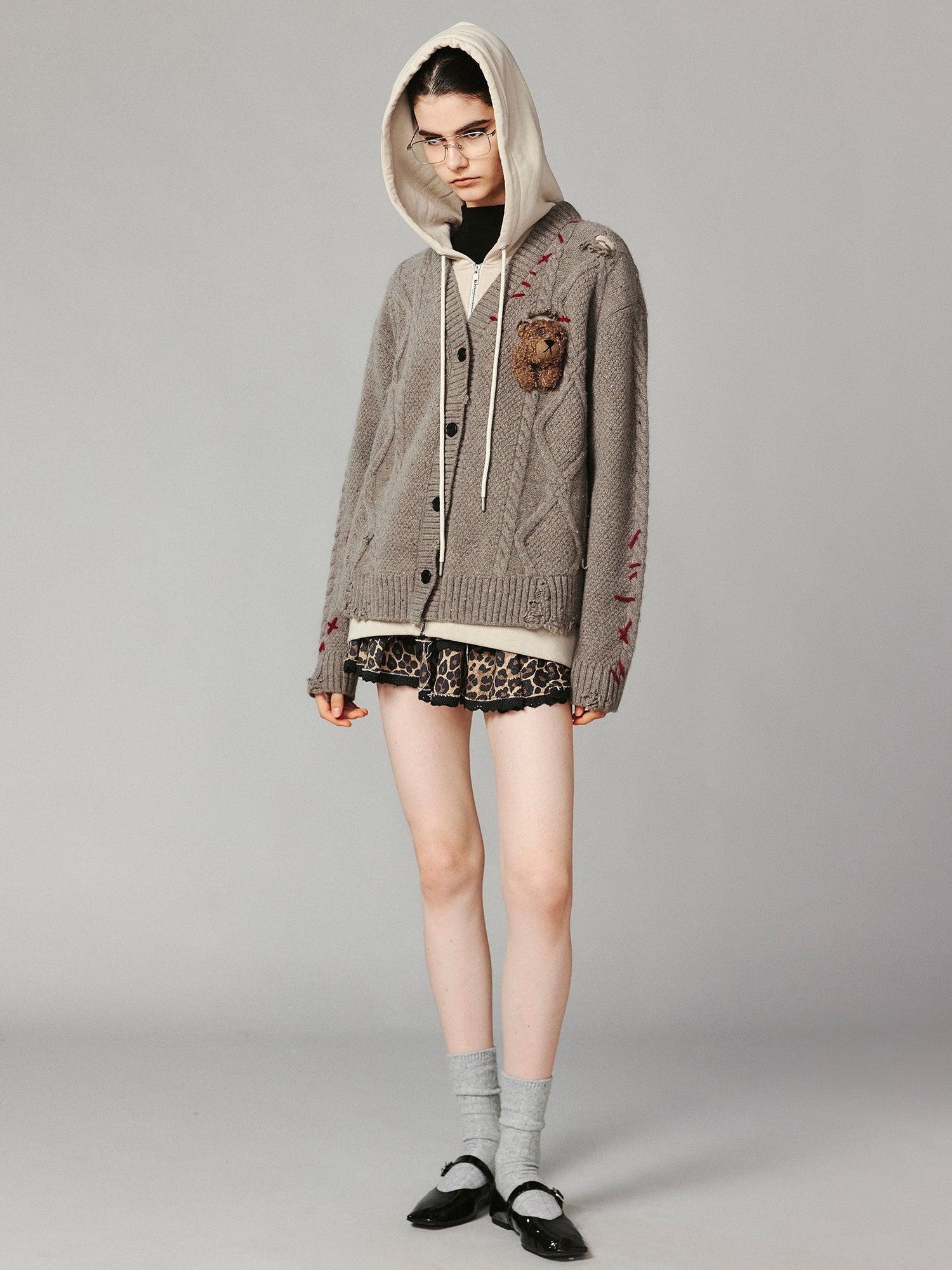 Leopard print ruffle skort