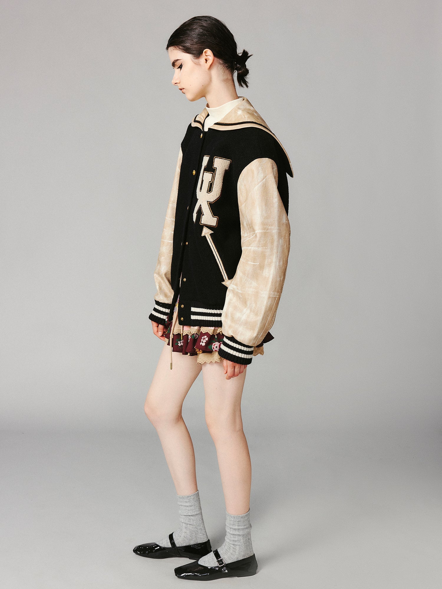 Romantic floral print ruffle skort