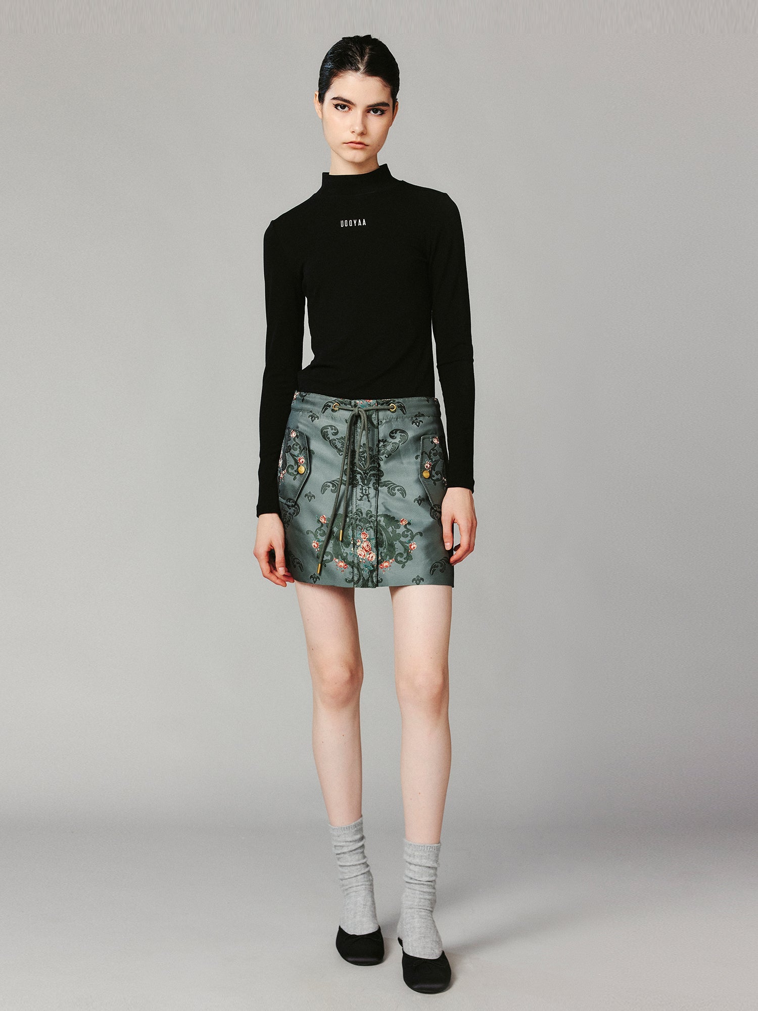 Jacquard utility mini skirt
