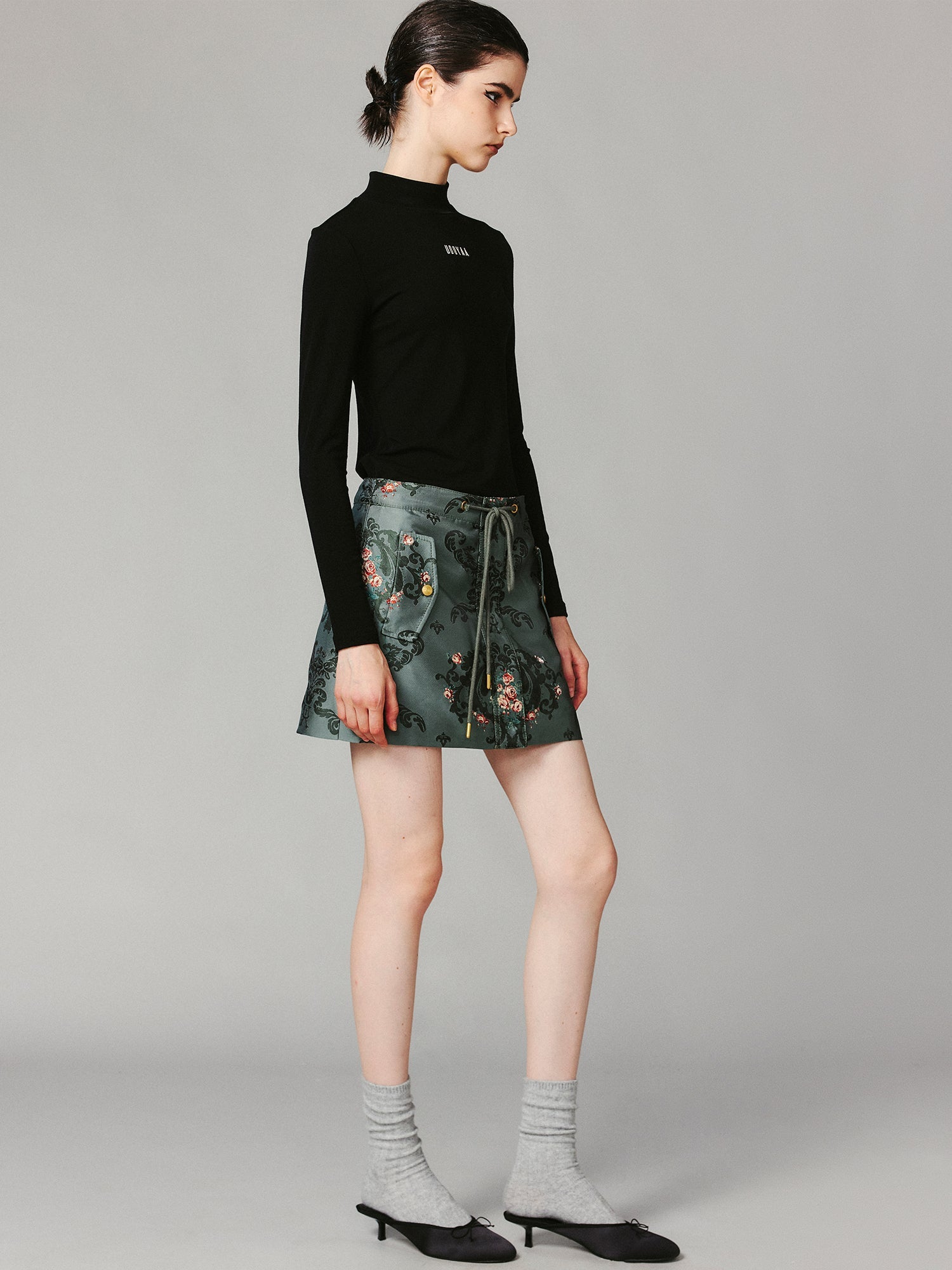 Jacquard utility mini skirt