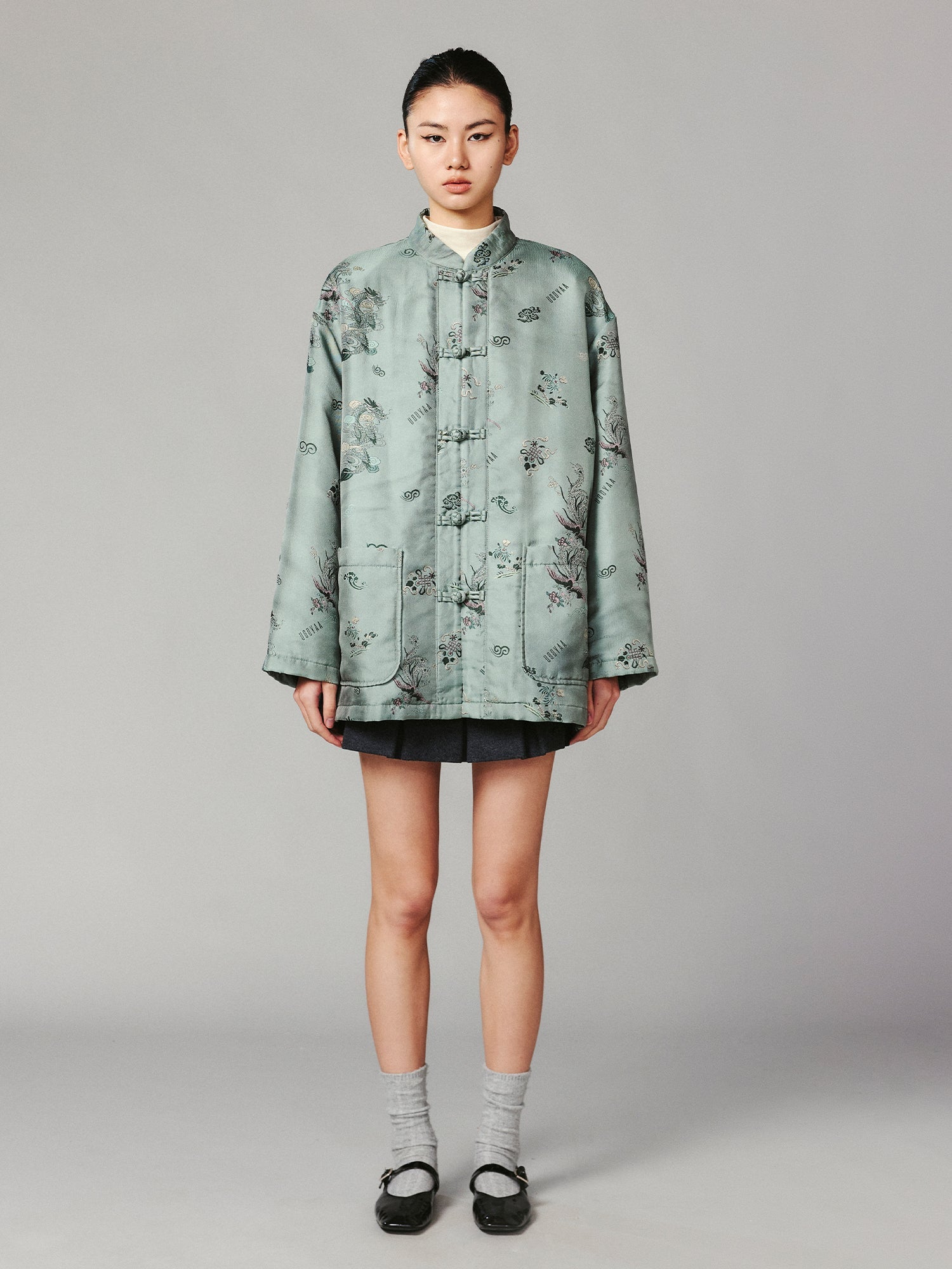 Dragon and phoenix jacquard vintage cotton jacket