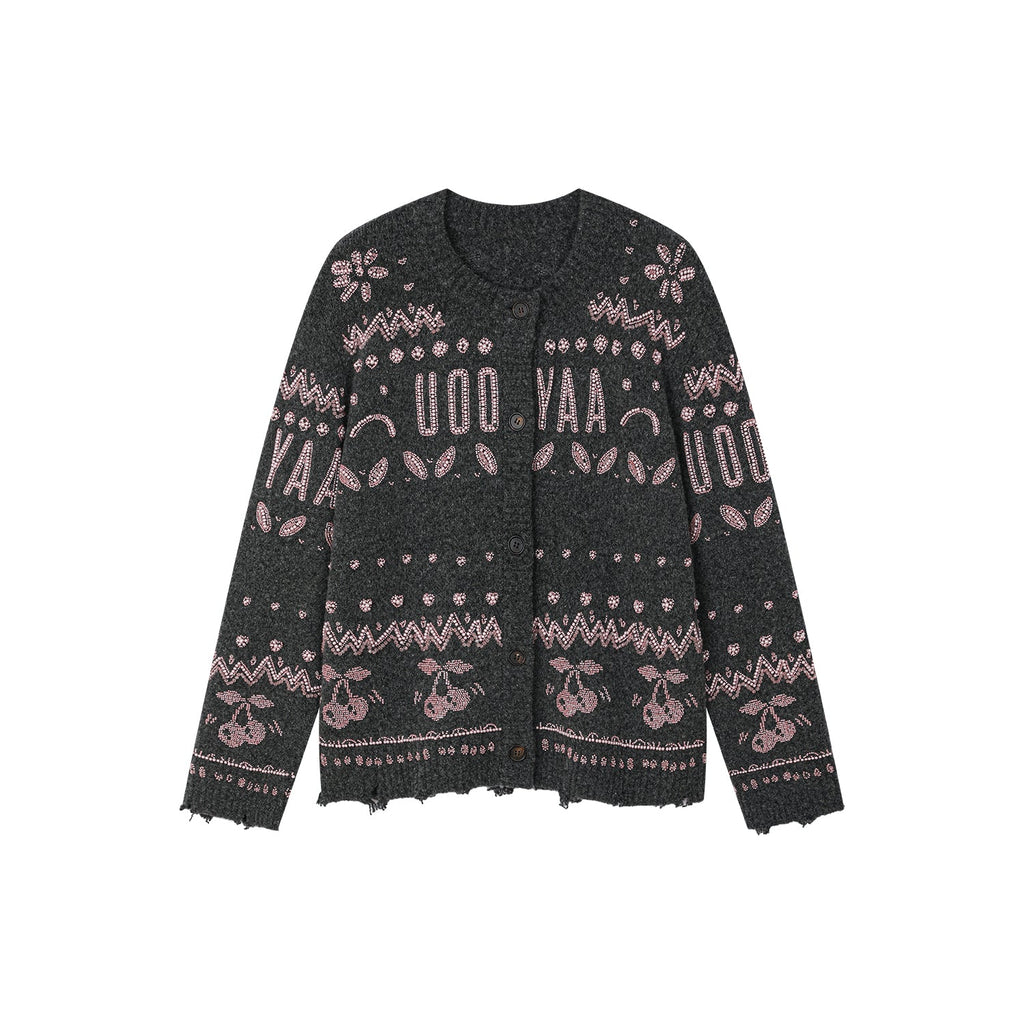 Elegant beaded Fair Isle cardigan