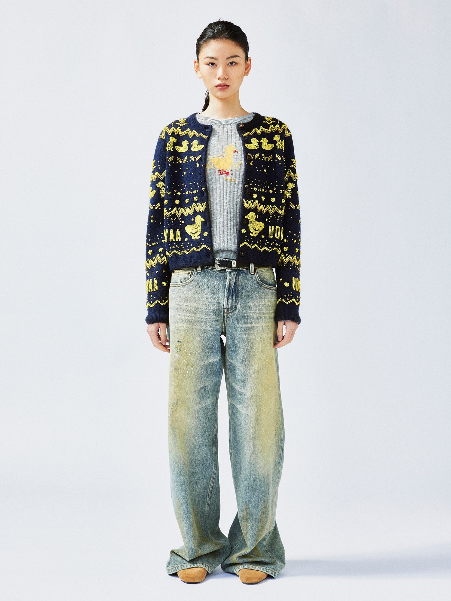 Elegant beaded Fair Isle cardigan