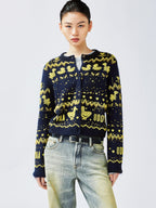 Elegant beaded Fair Isle cardigan