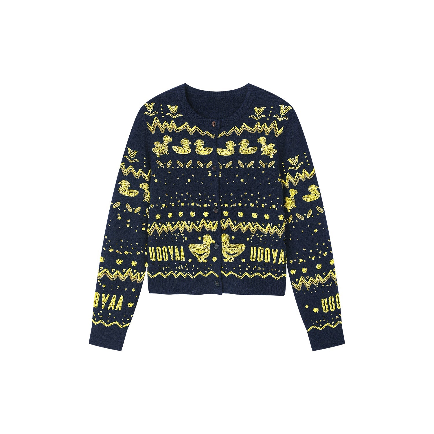 Elegant beaded Fair Isle cardigan