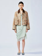 Vintage glamorous jacquard floral cropped jacket
