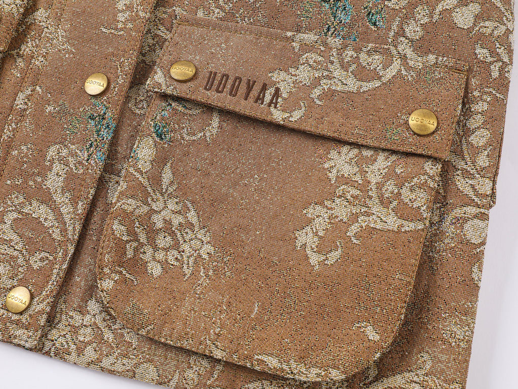 Vintage glamorous jacquard floral cropped jacket