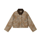 Vintage glamorous jacquard floral cropped jacket