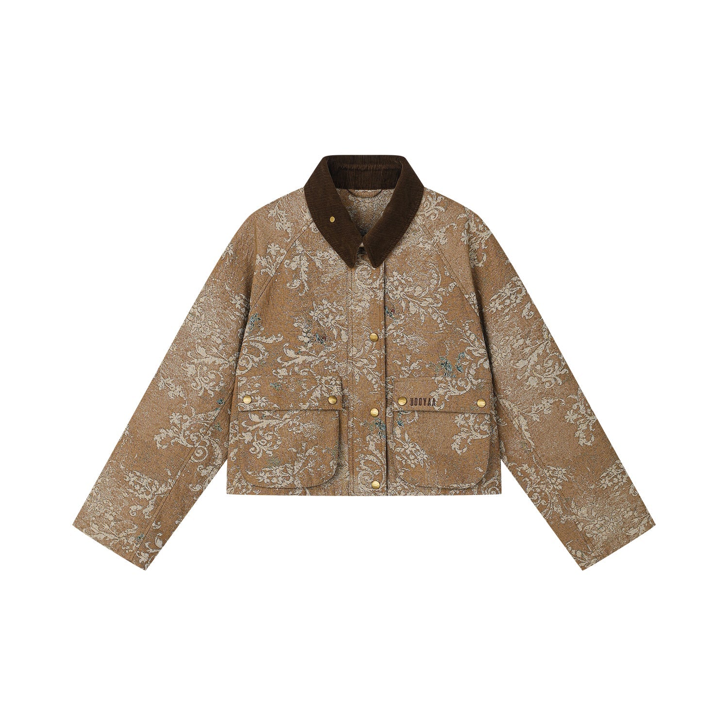 Vintage glamorous jacquard floral cropped jacket