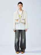 Playful and fun rhinestone chain cropped Chanel-inspired jacket