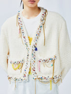 Playful and fun rhinestone chain cropped Chanel-inspired jacket