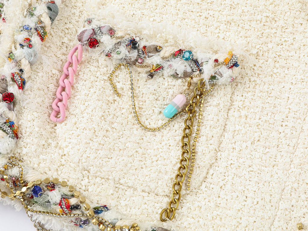 Playful and fun rhinestone chain cropped Chanel-inspired jacket