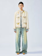 Playful and fun rhinestone chain Chanel-inspired jacket