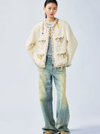 Playful and fun rhinestone chain Chanel-inspired jacket