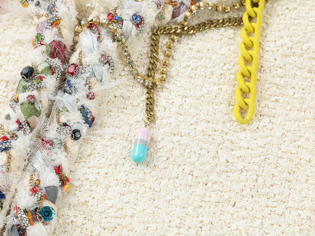 Playful and fun rhinestone chain Chanel-inspired jacket