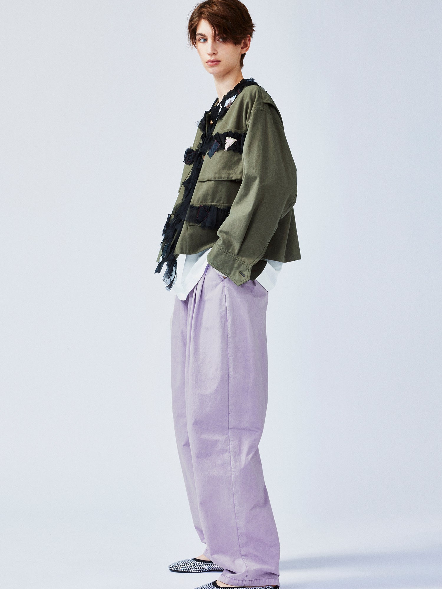 Free-spirited romantic military jacket