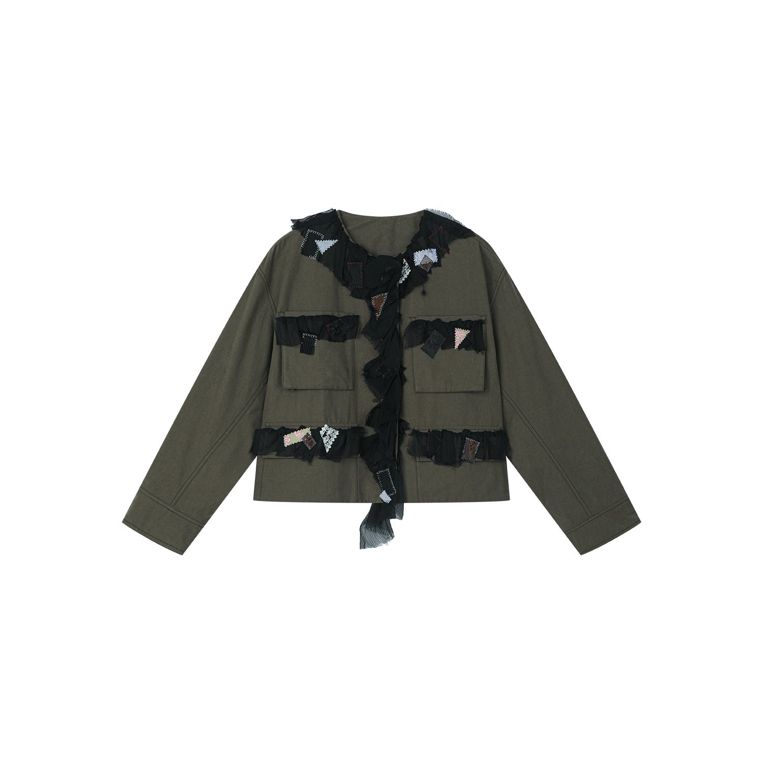 Free-spirited romantic military jacket