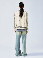 Hand-painted style beaded embellished Chanel-inspired jacket