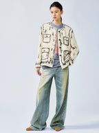 Hand-painted style beaded embellished Chanel-inspired jacket