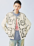 Hand-painted style beaded embellished Chanel-inspired jacket