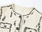 Hand-painted style beaded embellished Chanel-inspired jacket